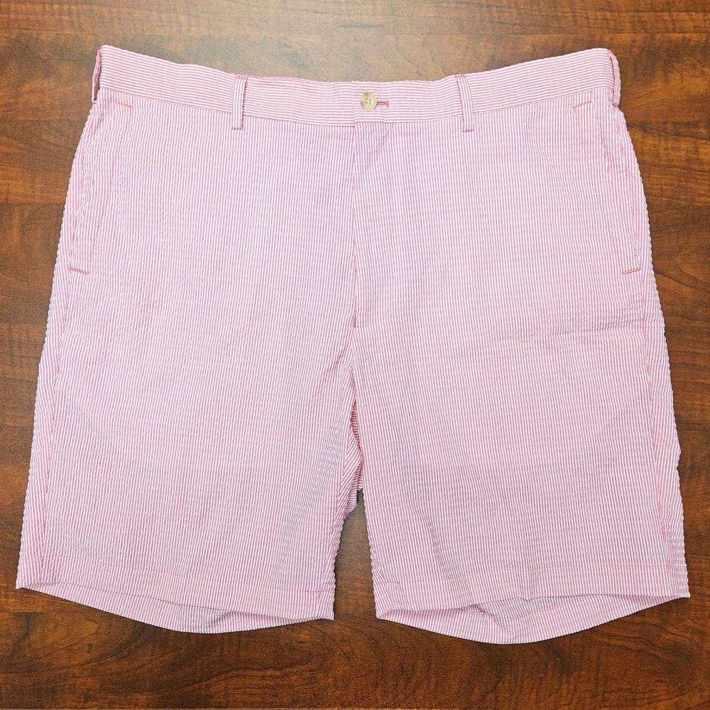 Peter Millar Featherweight Pink Seersucker Golfcore Resortwear Shorts Mens 36